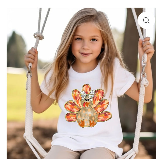 Youth Glitter Painted Turkey Tee