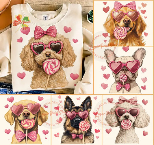 Valentine Tee  with Dog Print