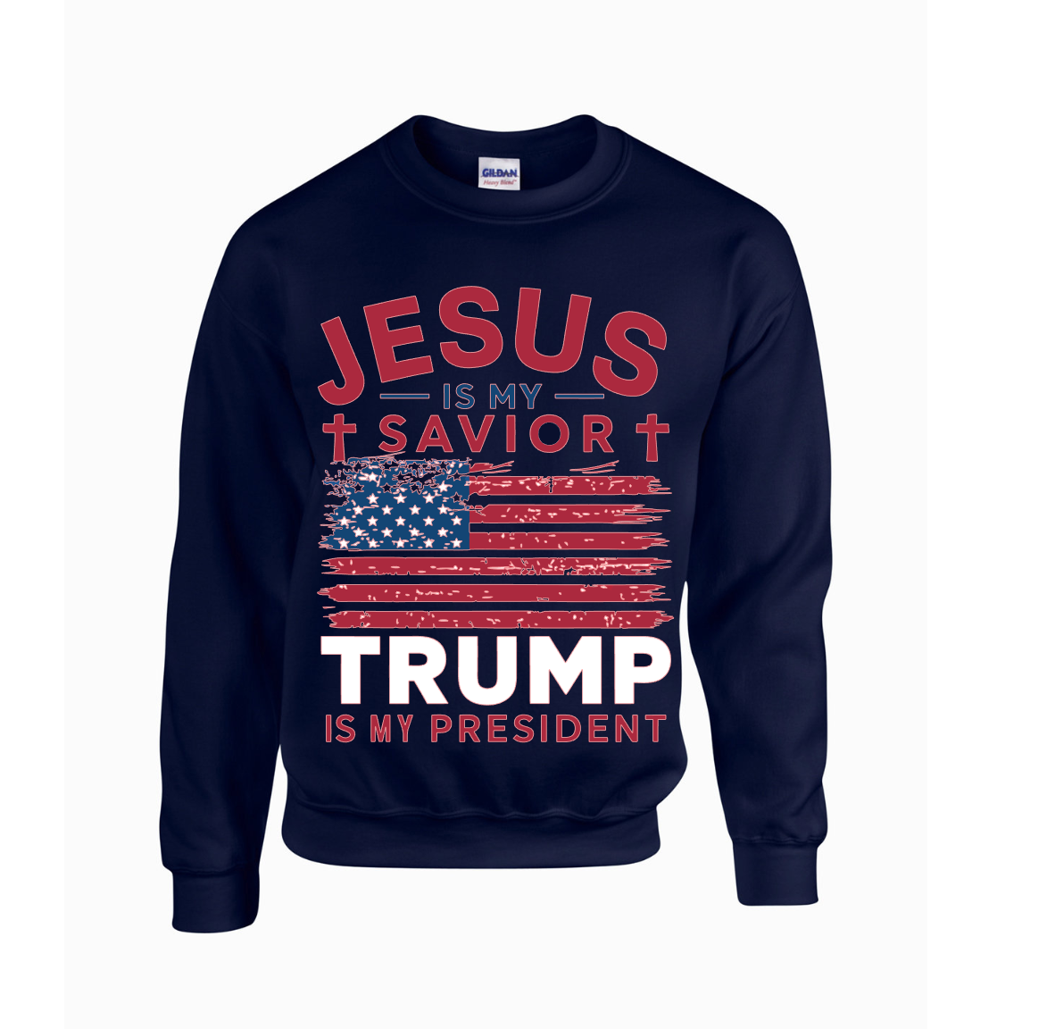 Jesus is my Saviour and Trump is my President Long Sleeve Tee or Sweatshirt